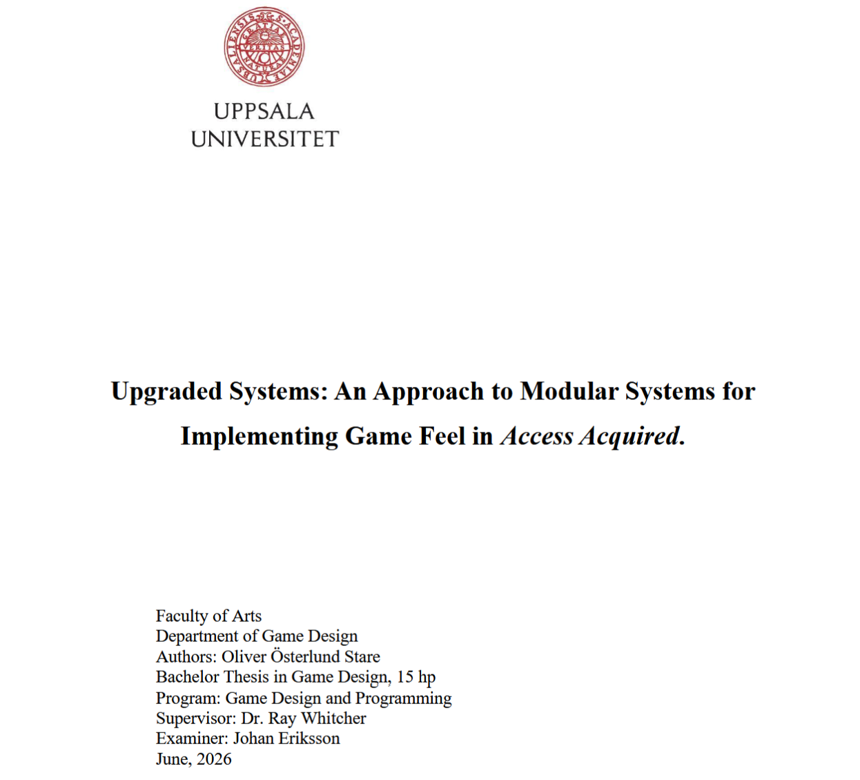 Picture of the front page on my Thesis.